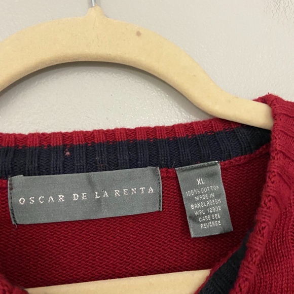 Oscar De La Renta Men’s Red Crew Neck Sweater XL - Picture 2 of 4
